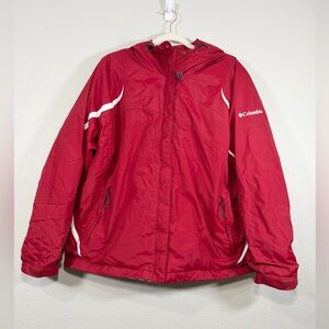 Columbia Jacket Ski Snow Winter Coat Hooded Pockets Warm Red White Women 2XL